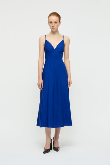 Zale V Neck Midi Dress in Royal Blue-WILLOW