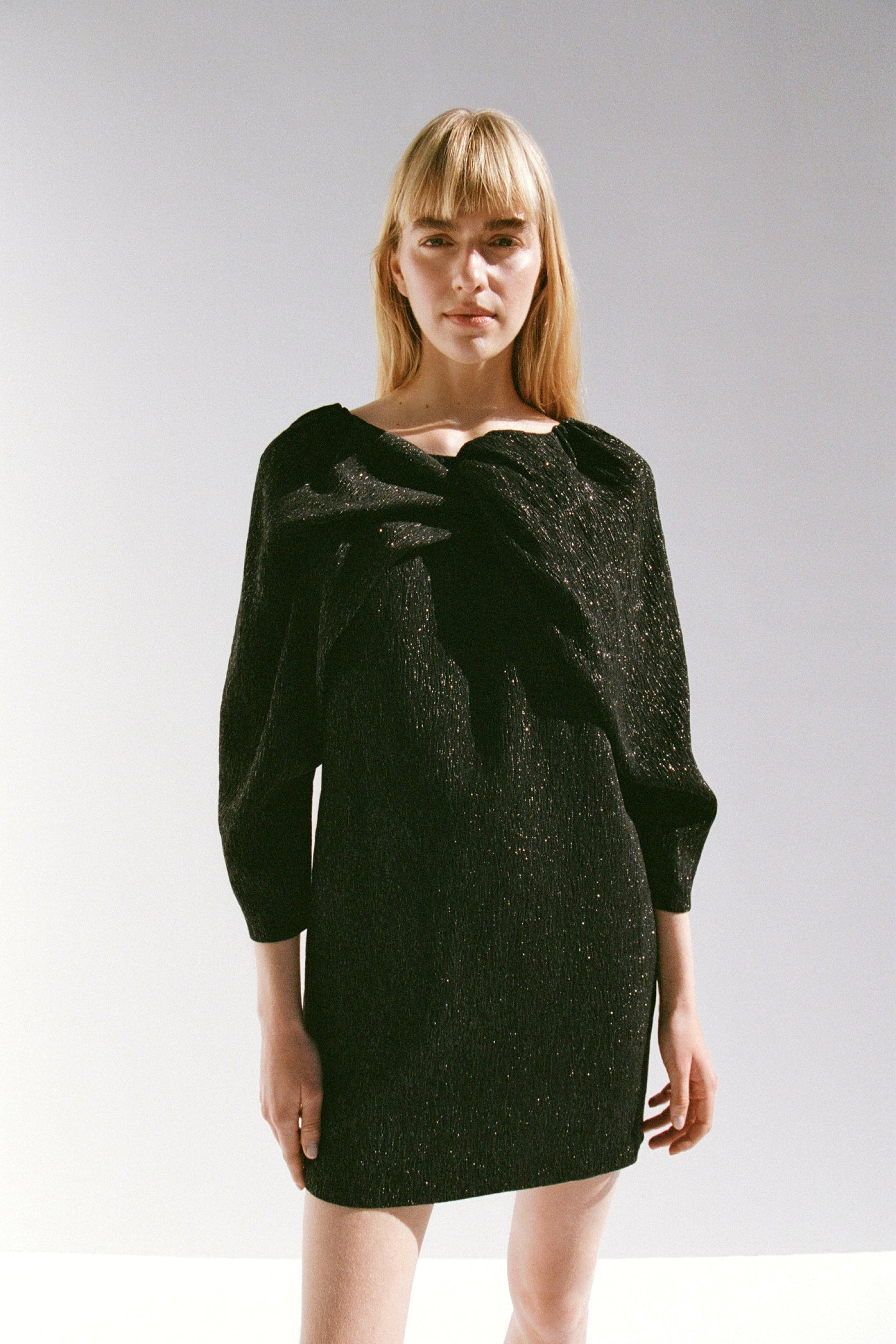 Ren Lamé Mini Dress Black