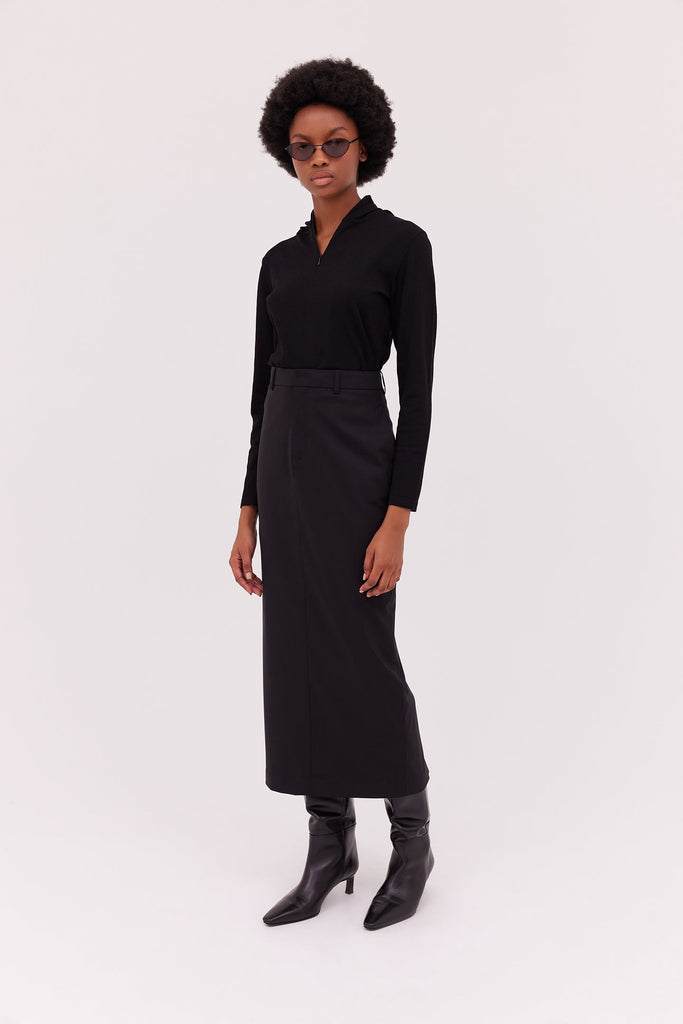 Wool Midi Skirt-Black-WILLOW-Australian-Designer