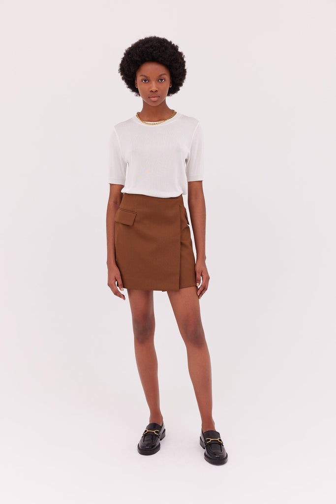 Wool Wrap Mini Skirt-Bronze-WILLOW-Australian-Designer