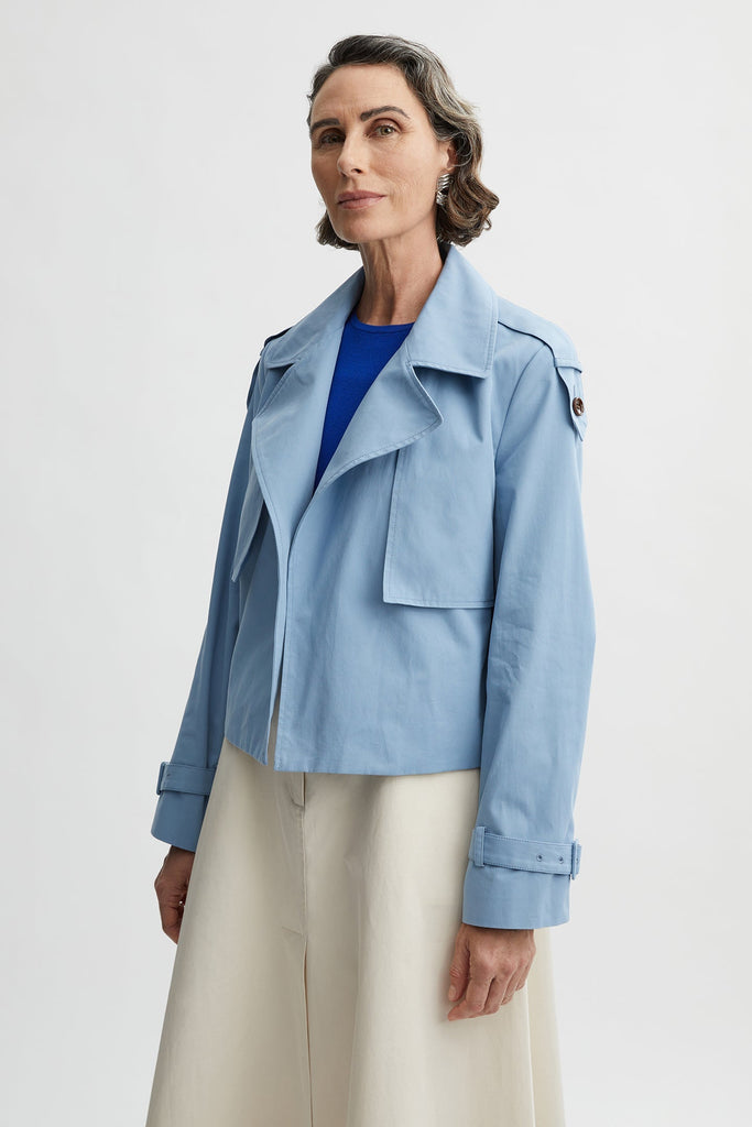 Zoe Cropped Trench-Blue-WILLOW-Australian-Luxury-Designer