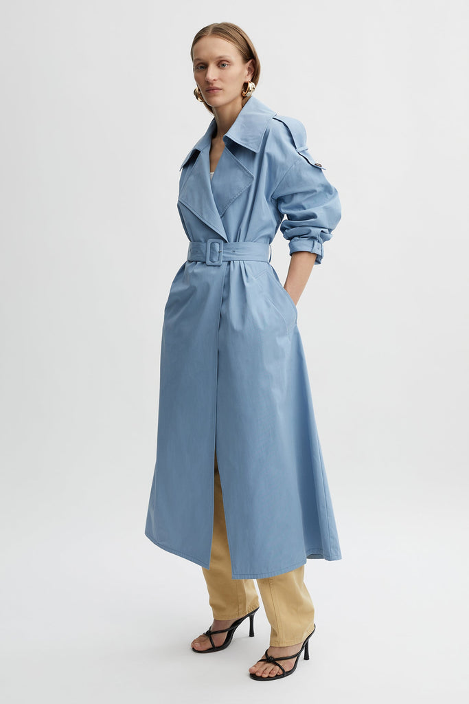 Zoe Trench Coat-Blue-WILLOW-Australian-Luxury-Designer